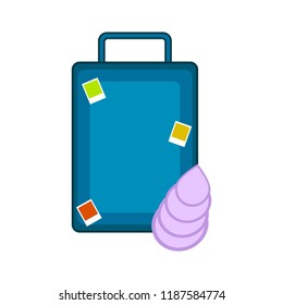 Travel suitcase with a seashell