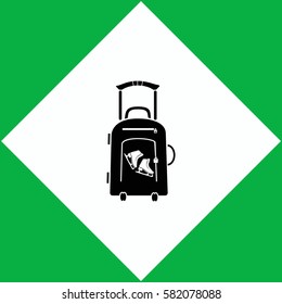 Travel suitcase and skates  icon Vector design.