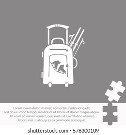 Travel suitcase and skates, skiing  icon Vector design.