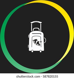 Travel suitcase and skates vector  icon