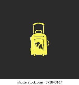 Travel suitcase and skates vector  icon.