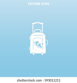 Travel suitcase and skates vector  icon.