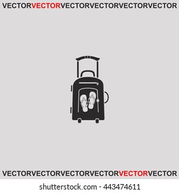 Travel suitcase and slippers icon.