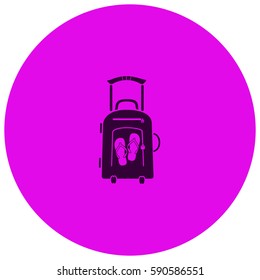 Travel suitcase and slippers vector  icon