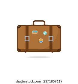 Travel Suitcase With Stickers Icon Vector Design.