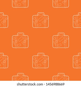 Travel suitcase with stickers pattern vector orange for any web design best