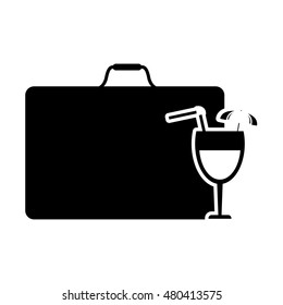 travel suitcase and tropical cocktail icon 