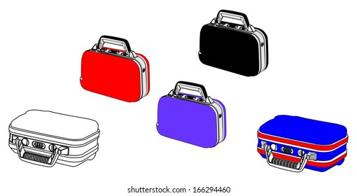 Travel Suitcase vector collection isolated on white background. Clipping path included.
