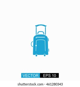 Travel suitcase vector. Isolated blue icon on white background.