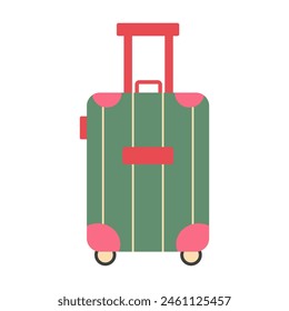 Travel suitcase. Wheeled travel bag. Vacation, tourism and luggage icon. Vector illustration isolated on white background.