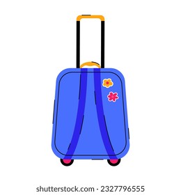 Travel suitcase with wheels. Luggage for tourism concept. Flat vector illustration isolated on white background.