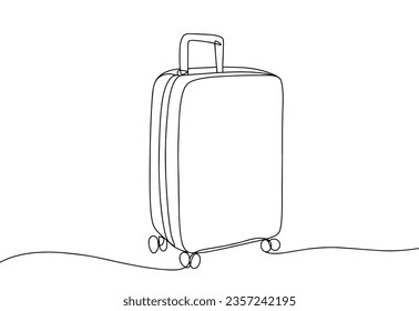 Travel suitcase. World Tourism Day. One line drawing for different uses. Vector illustration.