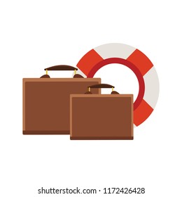 Travel suitcases and float