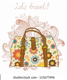 Travel Suitcases with floral pattern Background, illustration,vector