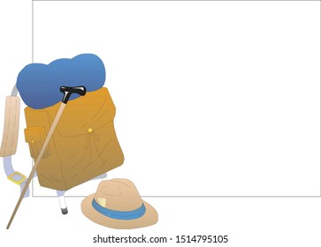 travel suitcases and hat isolated, Vector Illustration 