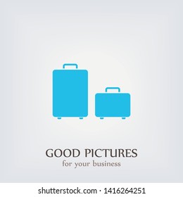 A travel suitcases icon isolated on a styly background.  A travelling luggage in  an airport or a train station.A trip baggage sign.  Vector Illustration