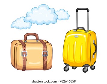 Travel suitcases isolated, luggage illustration.