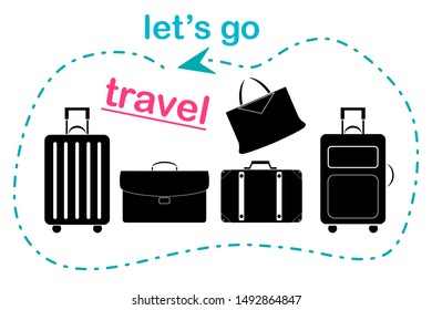 Travel suitcases and luggage bags wit flat vector design for tourism commercial and banner.