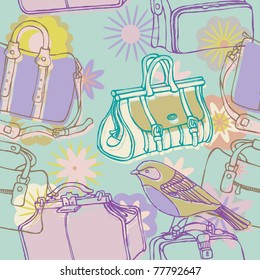 travel suitcases seamless pattern