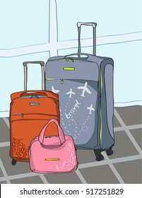 Travel Suitcases in Vector