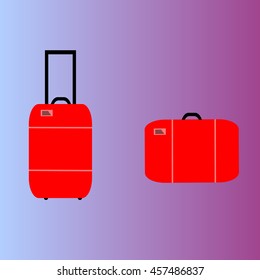 Travel Suitcases Vector, Red.