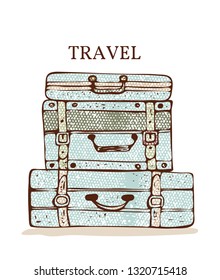 Travel Suitcases Vector.Textured illustration of a suitcase
