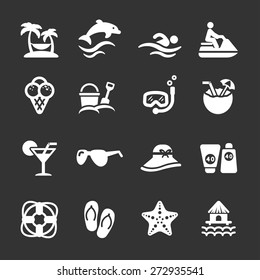 travel and summer beach icon set, white version, vector eps10.