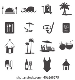 travel and summer beach icon set 4