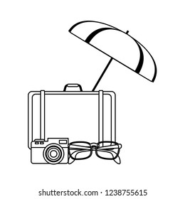 Travel and summer elements in black and white