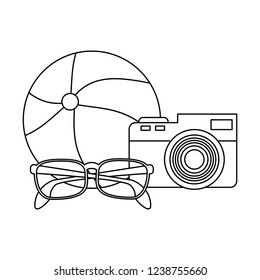 Travel and summer elements in black and white