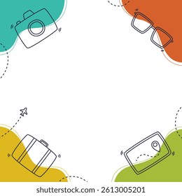 Travel and summer holiday background template with copy space for text. Summer background with outlined elements