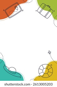 Travel and summer holiday background template with copy space for text. Summer background with outlined elements
