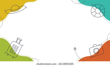 Travel and summer holiday background template with copy space for text. Summer background with outlined elements
