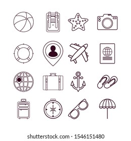 travel and summer icon set pack, High Quality variety symbols Vector illustration