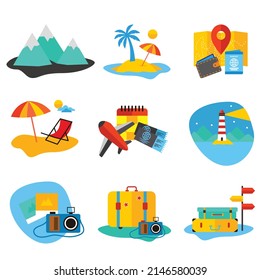 travel and summer icon set pack, High Quality variety symbols Vector illustration