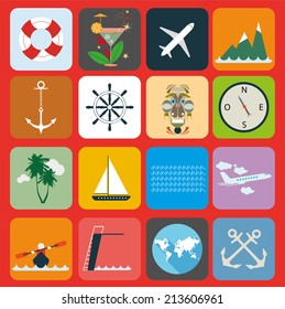 travel and summer icons set