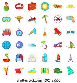 Travel in summer icons set. Cartoon style of 36 travel in summer vector icons for web isolated on white background