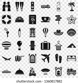 Travel in summer icons set. Simple style of 36 travel in summer vector icons for web for any design