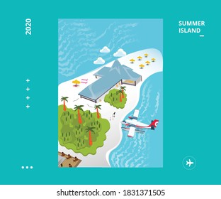 Travel to summer island with wonderful view (vector) 