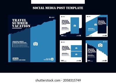 Travel summer vacation social media post template