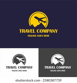 Travel sun airoplane logo vector tour visa