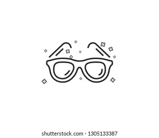 Travel sunglasses line icon. Trip sun glasses sign. Holidays symbol. Geometric shapes. Random cross elements. Linear Sunglasses icon design. Vector