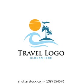 Travel sunset Logo. Airplane design, airplane tickets, travel agencies