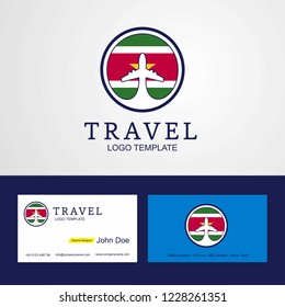 Travel Suriname Creative Circle flag Logo and Business card design