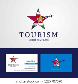 Travel Suriname flag Creative Star Logo and Business card design