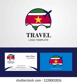 Travel Suriname Flag Logo and Visiting Card Design