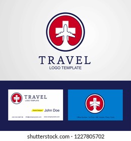 Travel Switzerland Creative Circle flag Logo and Business card design