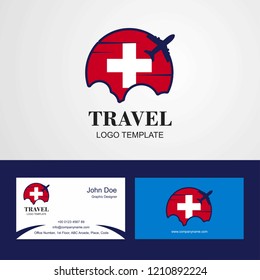 Travel Switzerland Flag Logo and Visiting Card Design