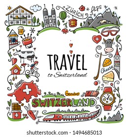 Travel to Switzerland. Greeting card for your design