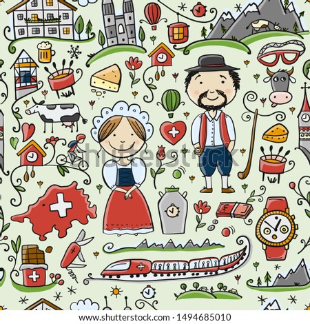 Travel to Switzerland. Seamless pattern for your design